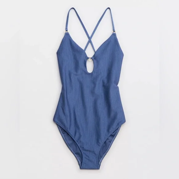NWT Aerie Shine Rib Full Coverage One Piece Swimsuit - Picture 5 of 7